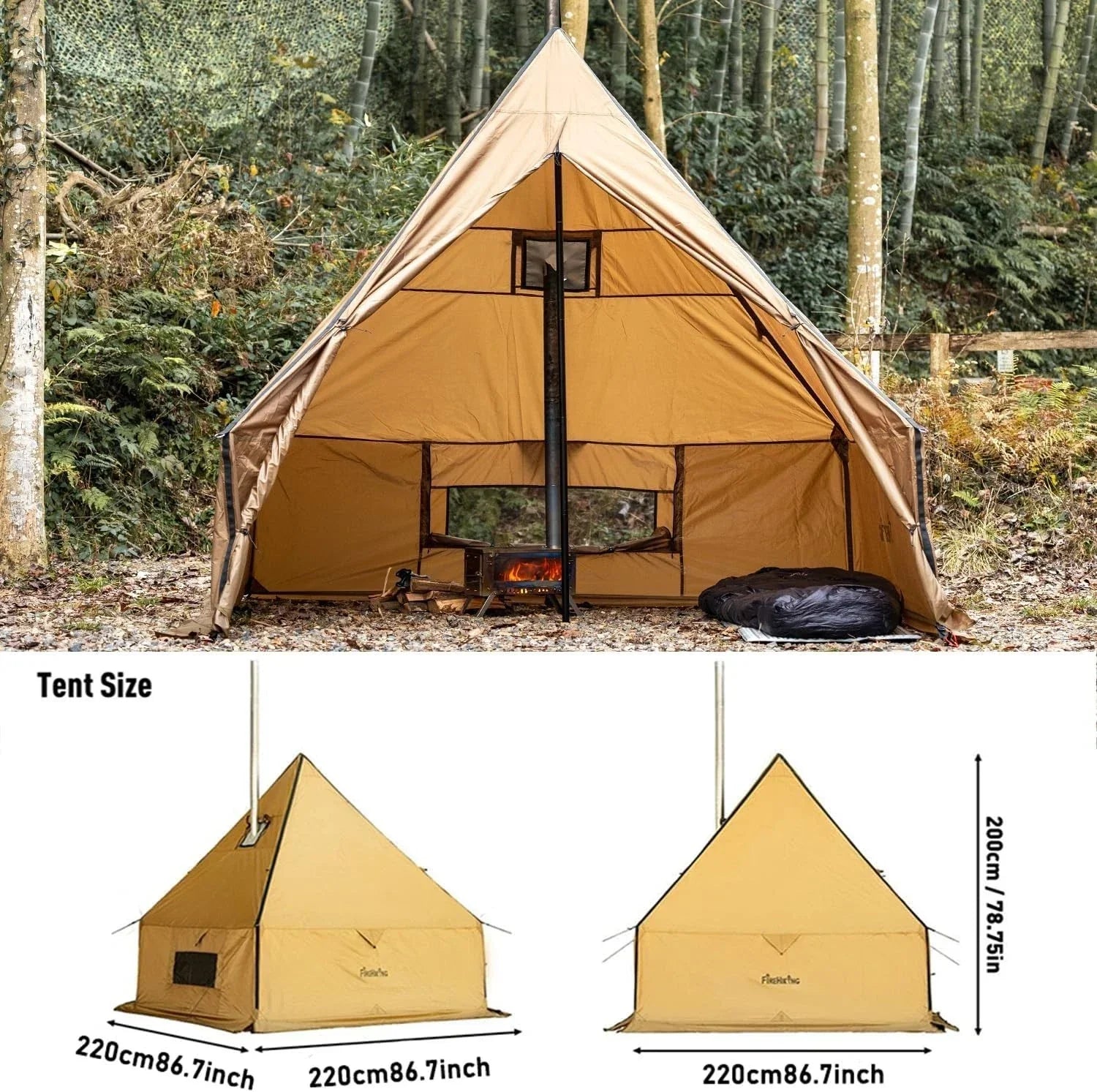 Camping Hot Tent with Stove Jack Yurt Tent Outdoor Wall Tent Teepee